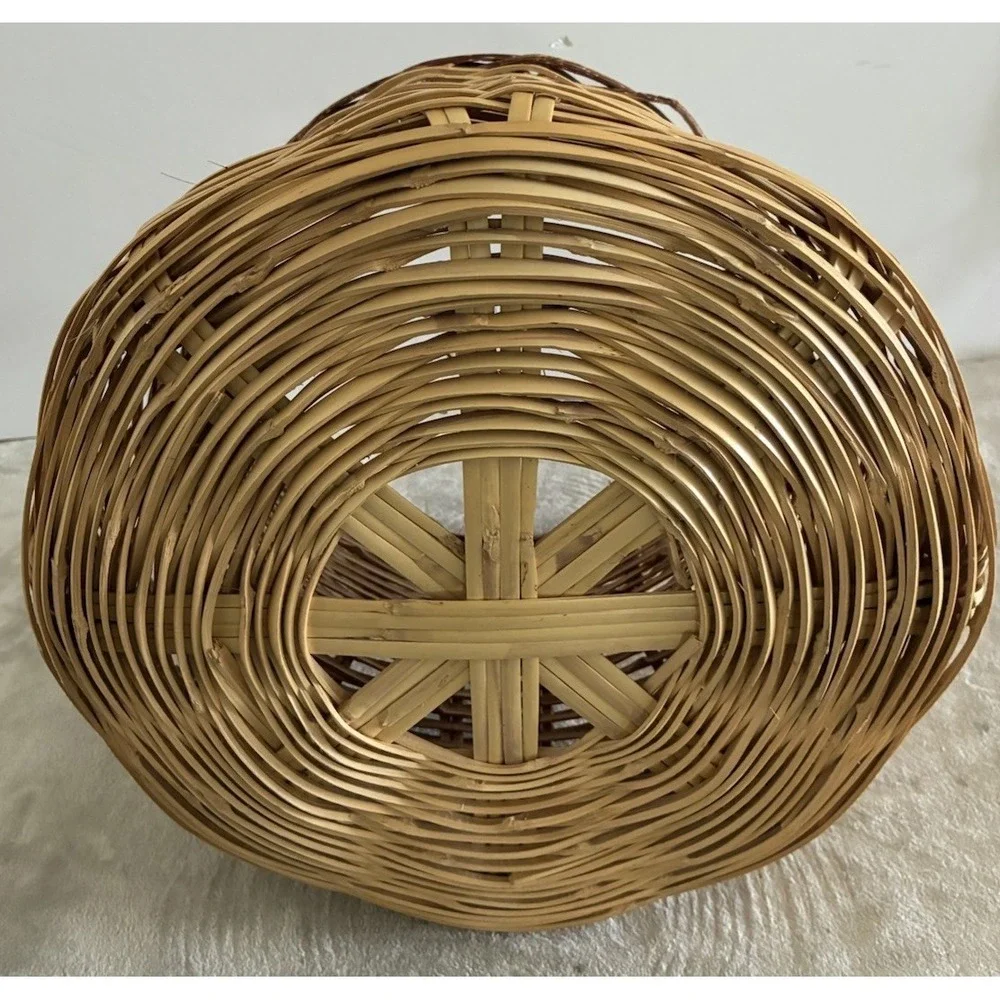 Vintage Bamboo Wicker Basket Rustic Storage Farmhouse Boho Cottage Large‎ 18x14